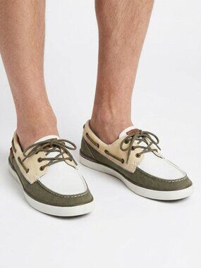 G.H. Bass & Co Canvas Deck Boat Shoes Moc Toe Loafers Preppy Yellow Green White